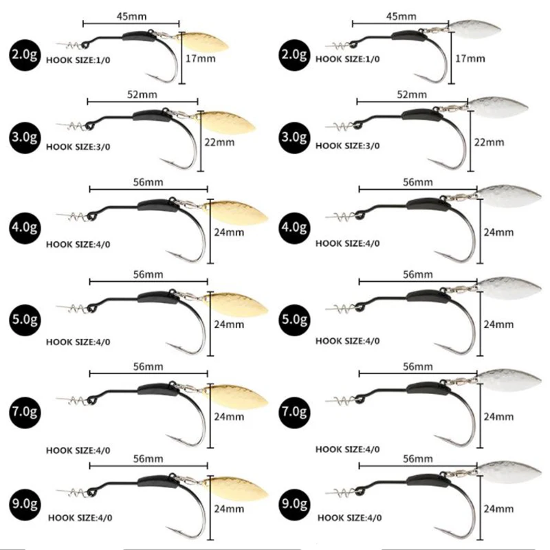 Anzuelo Swimbait con hoja de sauce, anzuelos de manivela con peso, 2g-9g, lote de 3 unidades - imagen 2