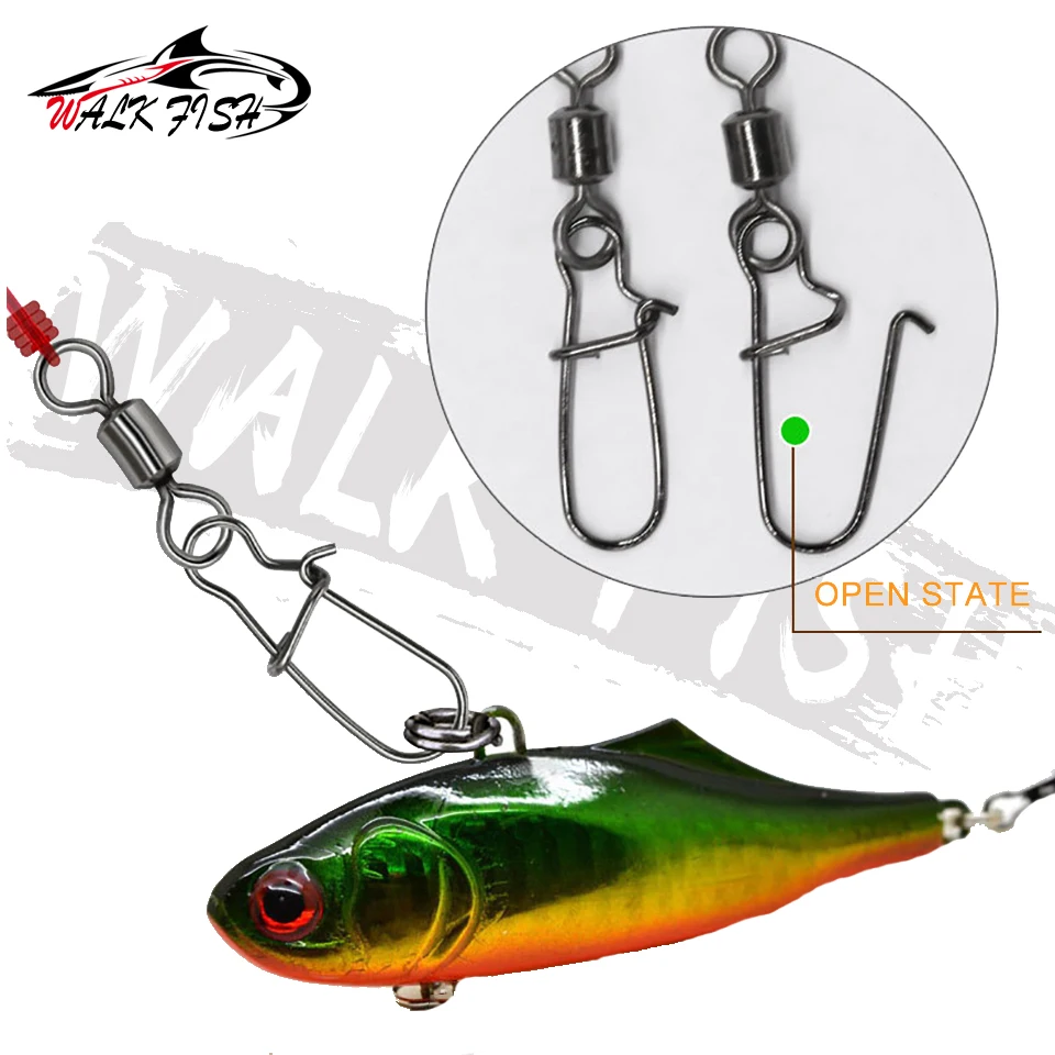 WALK FISH-accesorios de pesca de Lucio, Pin conector de rodamiento giratorio de acero inoxidable, anzuelo a presión, señuelo, aparejos giratorios, 50 Uds. - imagen 2
