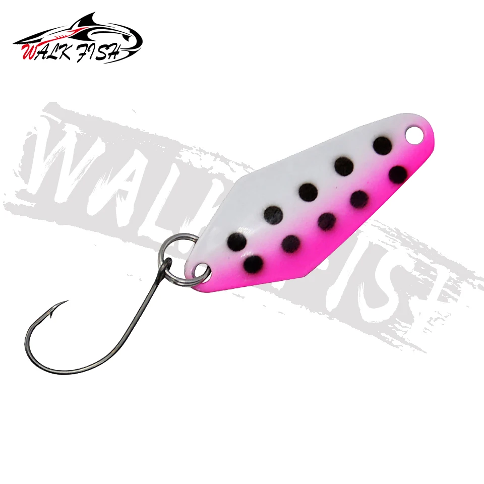 Caminar pescado 6 unids/lote 3,2 cm 2,3g cebo de pesca cuchara metálica de pesca cebo trucha bajo cucharas pequeñas duro lentejuelas giratorias cuchara - imagen 4