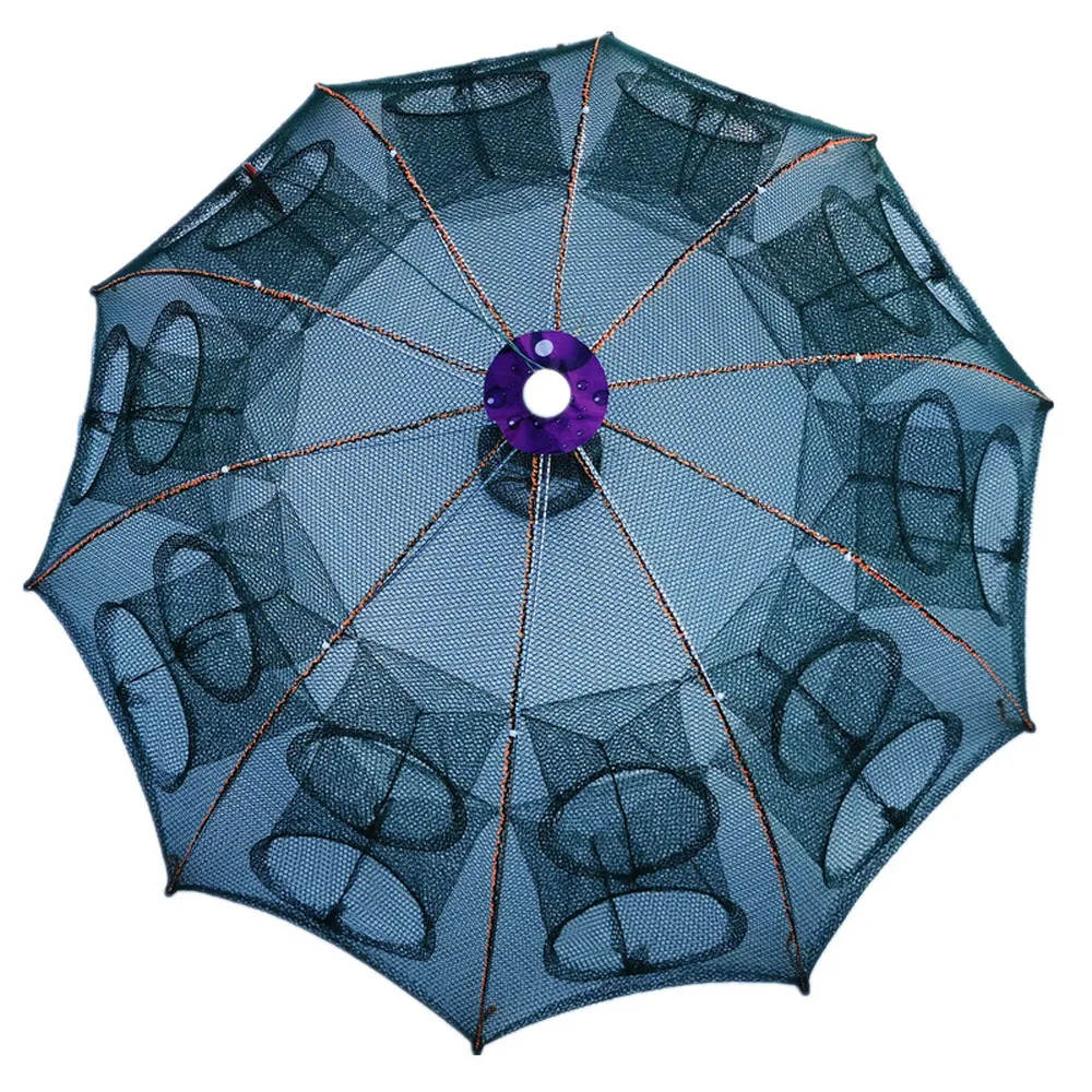 Trampa automática para pesca de camarones, herramienta de red plegable portátil de 6/8/16/20 agujeros, para peces, camarones, pececillos, cangrejo - imagen 2