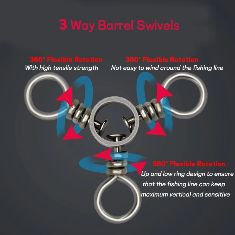WIFREO-barril giratorio de 3 vías, aparejos de pesca de mar, Triple eslabones, conector giratorio de línea cruzada, accesorio giratorio - imagen 3