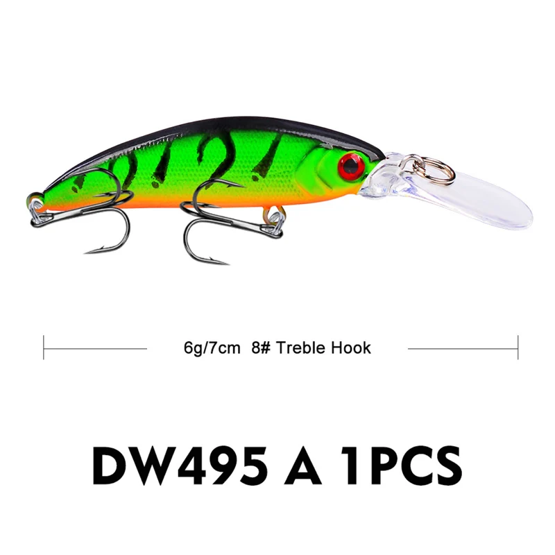 Señuelo de pesca con forma de pececillo, cebo de 6g/7cm, anzuelos de plástico duro con ojos 3D, 1 piezas - imagen 2