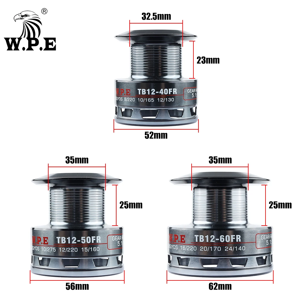 W.P.E-carrete de pesca giratorio TB12 30FR/40FR/50FR/60FR 9 + 1BBs, sistema de arrastre delantero y trasero, aparejos de pesca de carpa de agua dulce - imagen 3