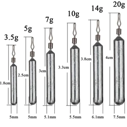 5 uds. De plomos de pesca, 5g, 7g, 10g, 14g, 20g