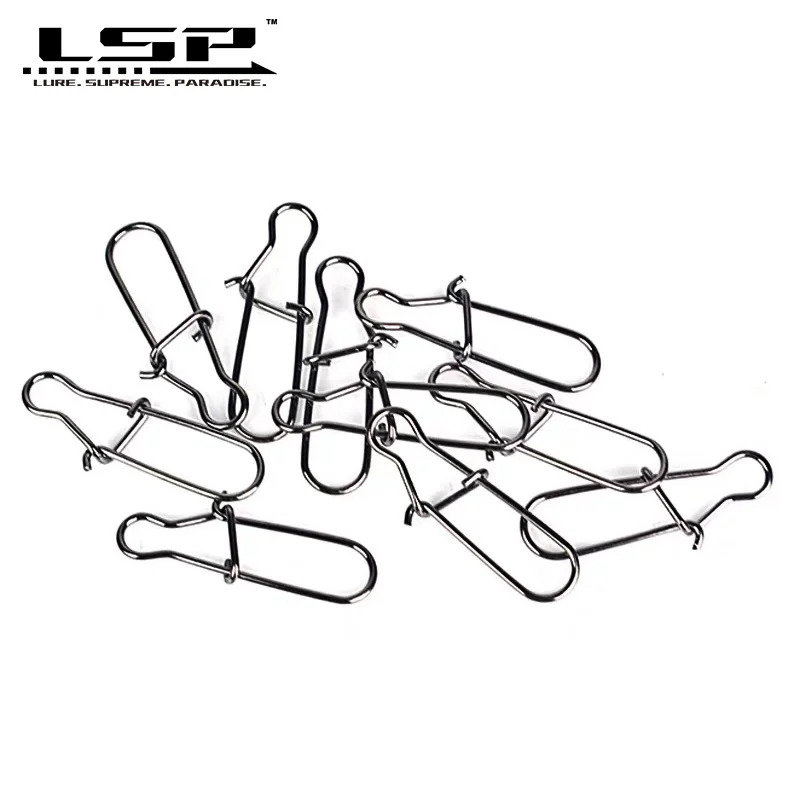 LSP-gancho de acero inoxidable con cierre giratorio, anillo sólido de seguridad, Conector de gancho de pesca, accesorios de pesca, 20 unids/lote por paquete - imagen 4