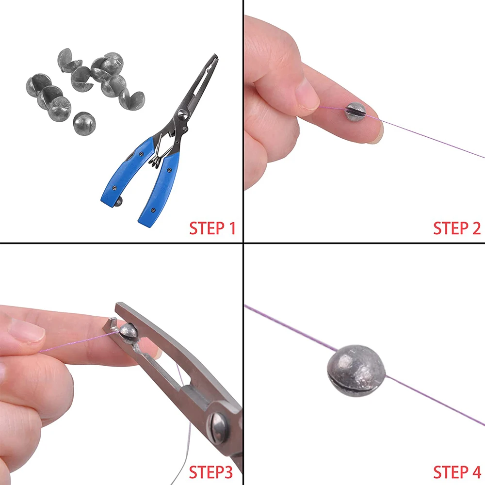 Juego de pesas de pesca de tiro dividido, Conjunto de pesas de pesca extraíbles, surtido de aparejos de pesca de 7 tamaños, 197 Uds. - imagen 3