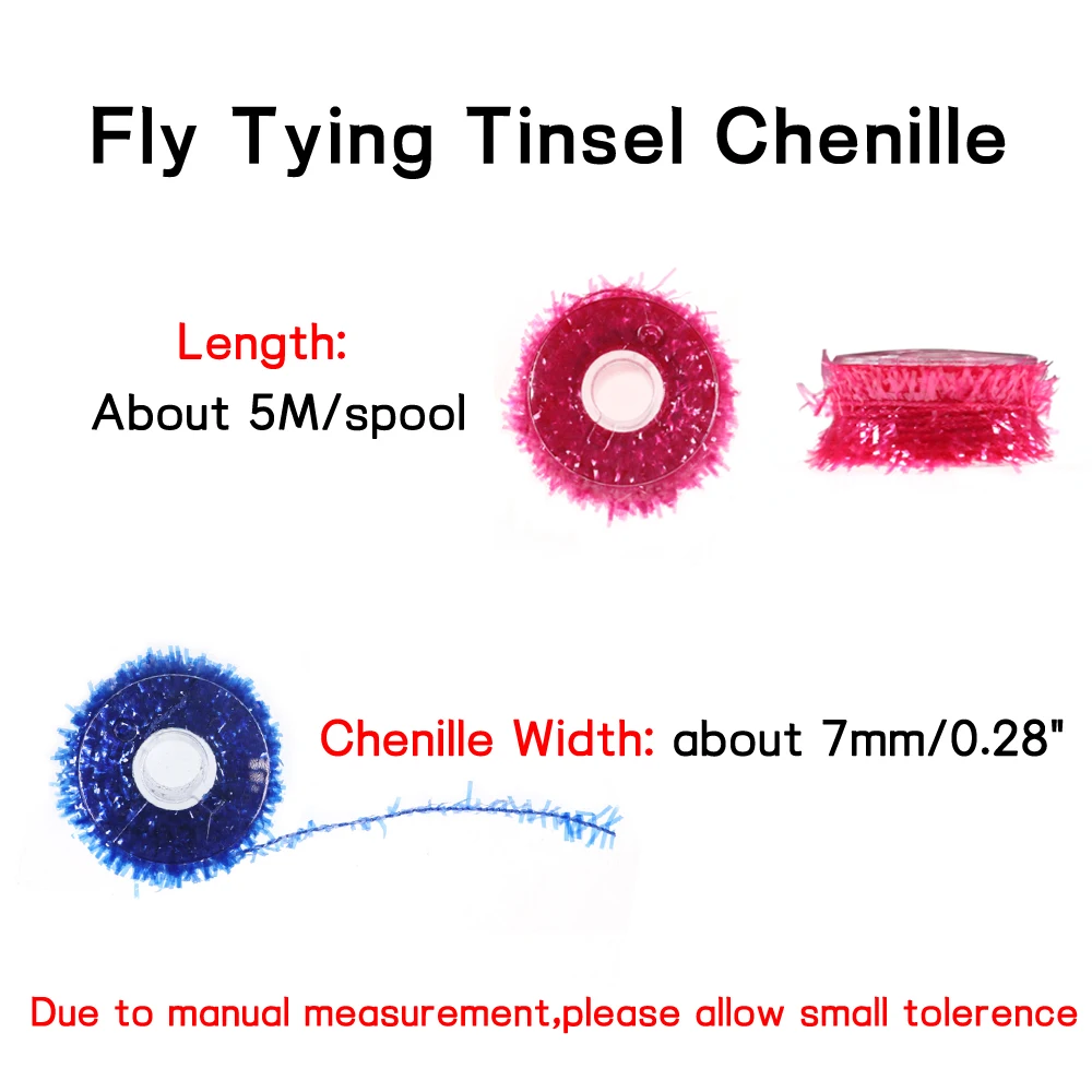 Bimoo-carrete de 7mm y 5M para atar moscas, oropel de chenilla, surtido de hilo de Flash de cristal, marabú, plantilla de cebo, Streamer, Material para hacer moscas - imagen 3