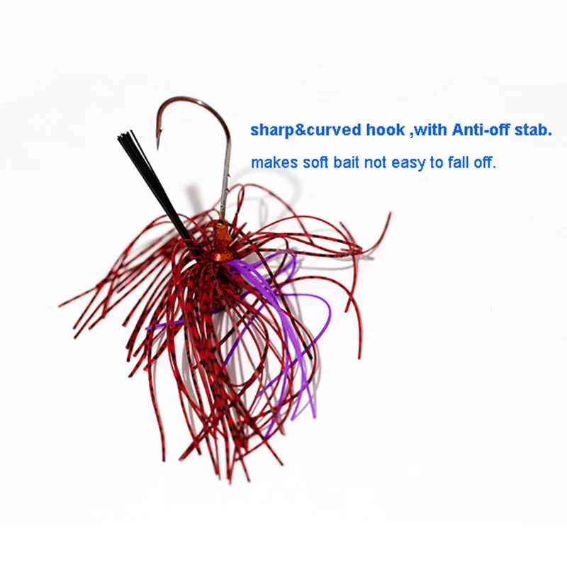 Water Sniper-cebo de pesca de lubina, 7g, 10g, 14g, 1 unidad, mejores faldas de silicona de fútbol, plantilla de natación con anzuelos afilados Weedguard, señuelo de pesca - imagen 5