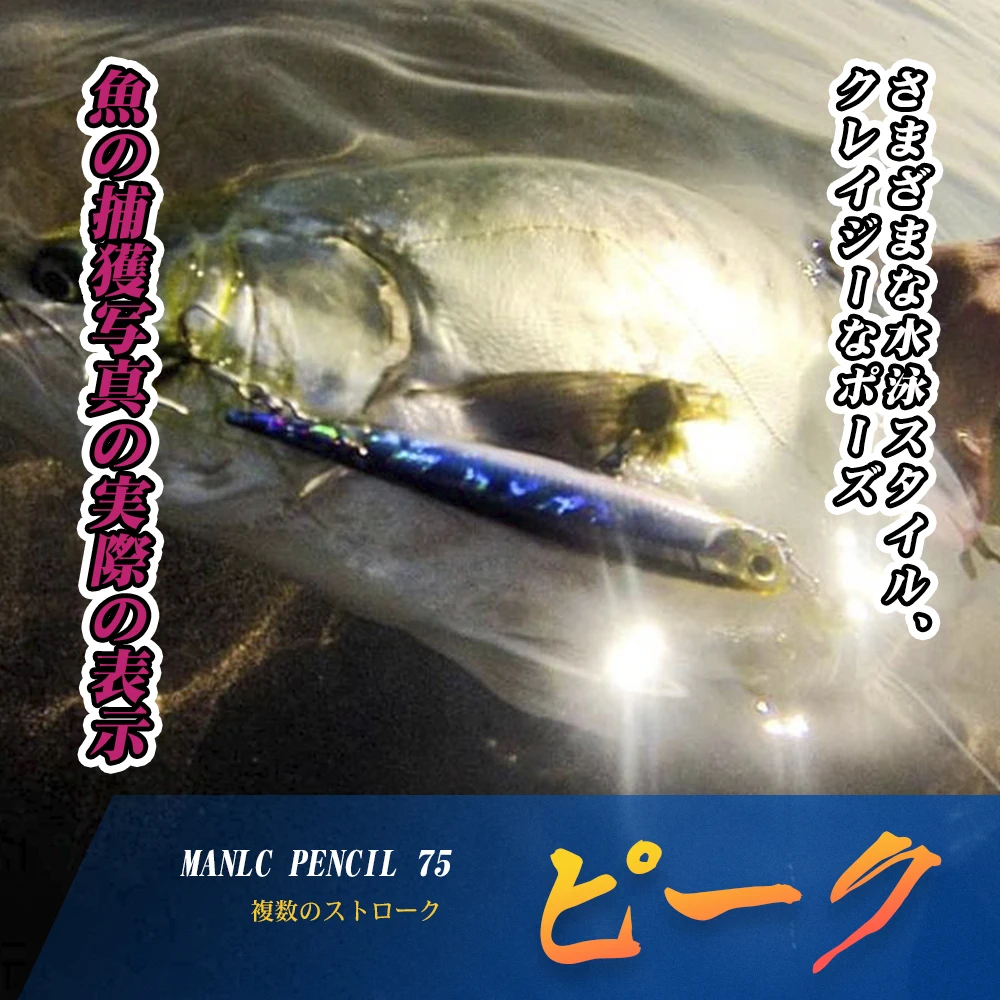 Hunthouse Bay RUF MANIC 75mm/8g lápiz que se hunde señuelo de pesca Stickbait BKK gancho señuelo duro para aparejos de pesca lubina - imagen 5