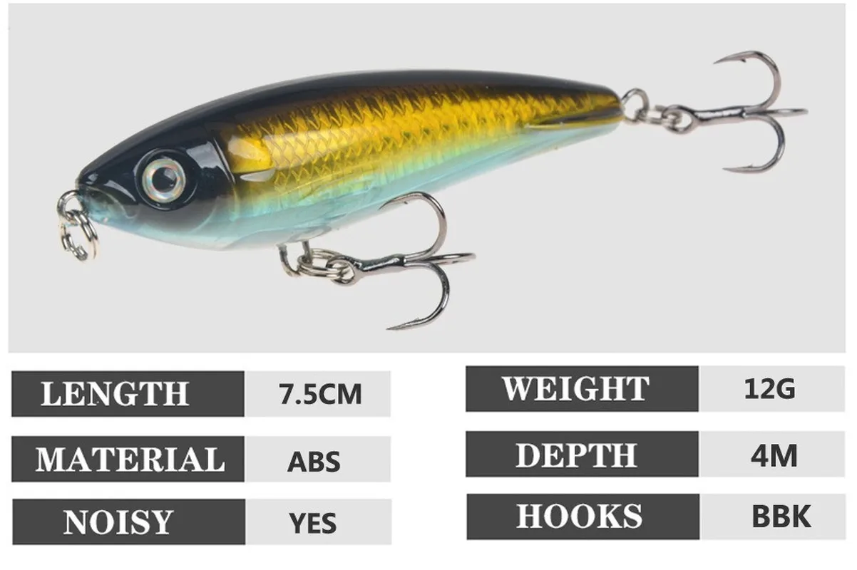 Señuelo de pesca de lápiz que se hunde, peso de 12g, aparejos de pesca de lubina, accesorios de pesca, señuelos de agua salada, cebo de arrastre - imagen 3