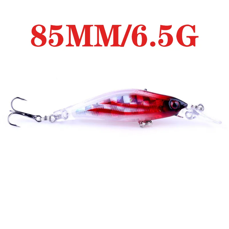 Juego de Señuelos de Pesca láser, Kit de cebo duro Artificial, pececillos, Crankbait, Wobblers, ojos 3D, Swimbait, 85mm, 6,5g, 8 unidades por lote - imagen 2