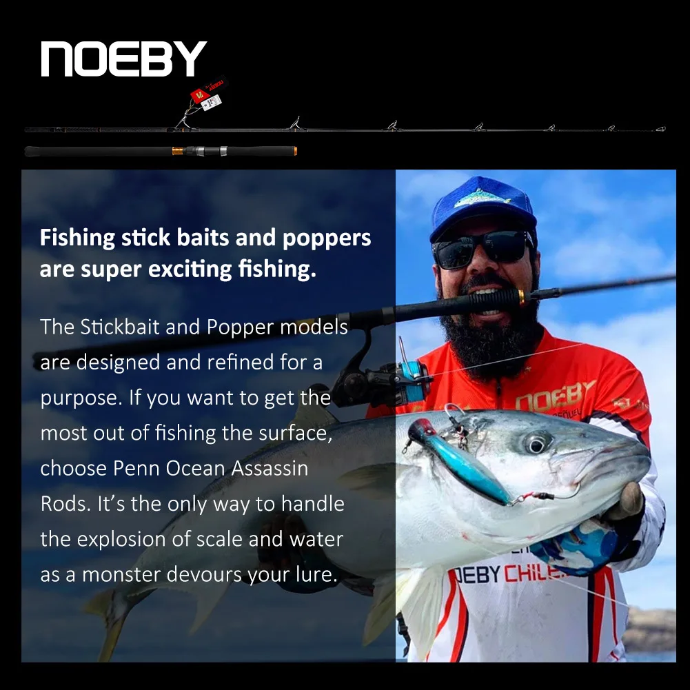 Noeby Ocean Popping Caña de pescar, Mar giratorio, Gran juego, Caña de pescar de atún GT, Peso del señuelo 200 g, Guía Fuji, Potencia MH, 2,6 m, 2,7 m - imagen 5