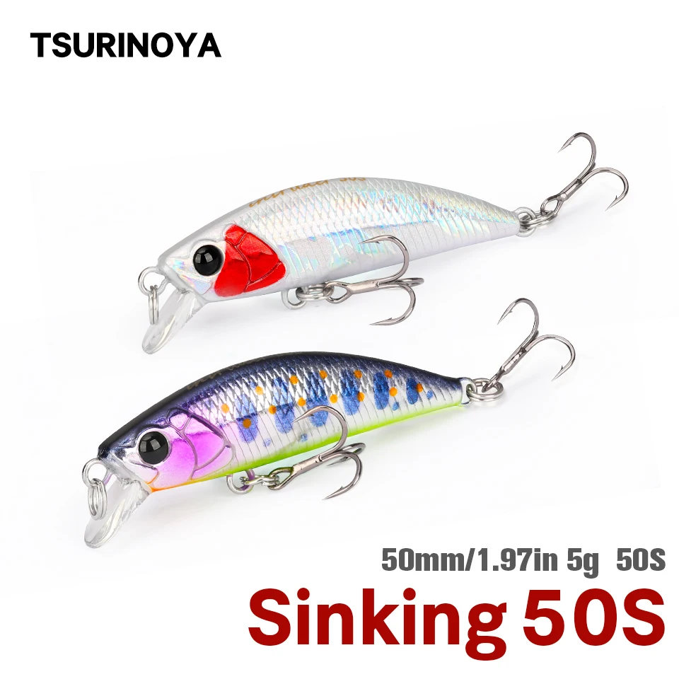 TSURINOYA 50S NUEVA COLOR 5 cm 5g hundimiento Minnow señuelo de pesca TROUT Artificial Jerkbait cebo duro Lucio Wobbler Crankbait