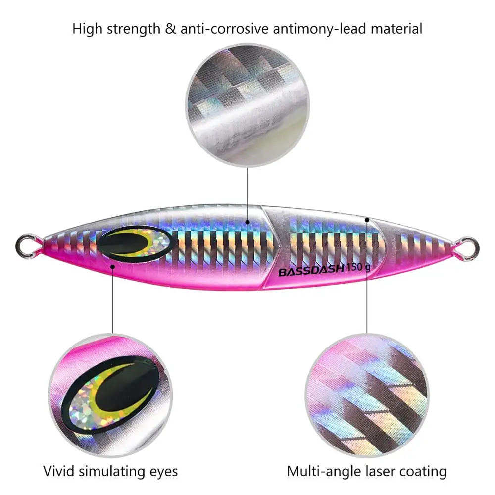 Bassdash-señuelo luminoso para pesca en agua dulce, anzuelo Vertical de Metal, cuchara para agua salada, 3 colores, 3 pesos, 1 pieza - imagen 5