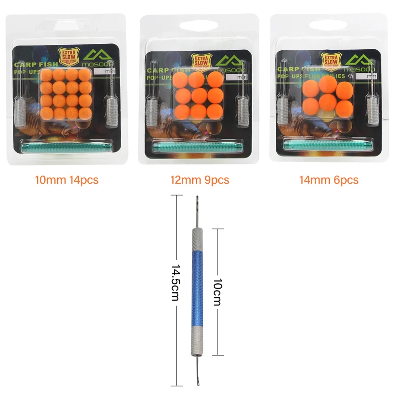 Mosodo-Boilies de pesca de carpa, cebo flotante Eva de 10mm, 12mm, 14mm, 16 Uds., 9 Uds., 6 uds., señuelo emergente en embalaje de tarjeta - imagen 2