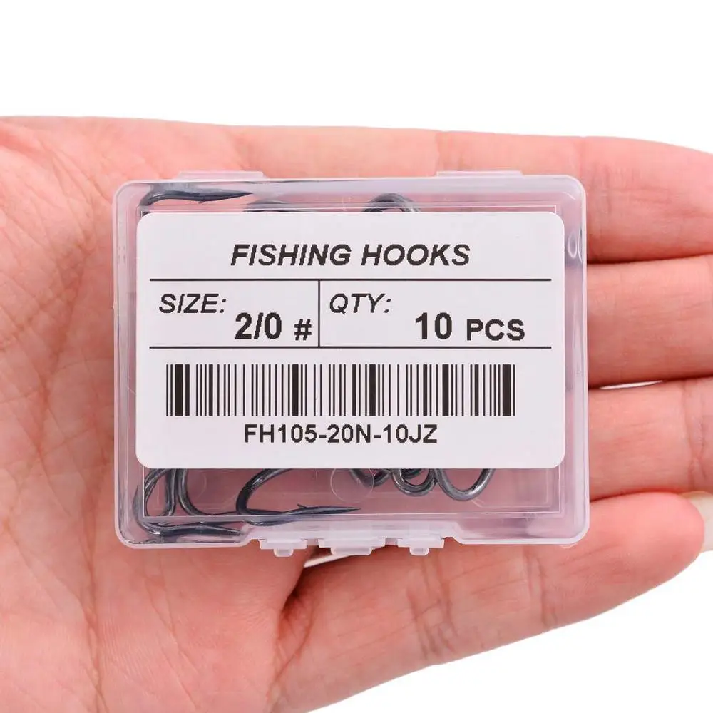 10 unids/caja anzuelo de pesca doble, anzuelo de púas con manivela de acero al carbono para pesca de carpa, atado de moscas, señuelo suave, accesorios para peces - imagen 4