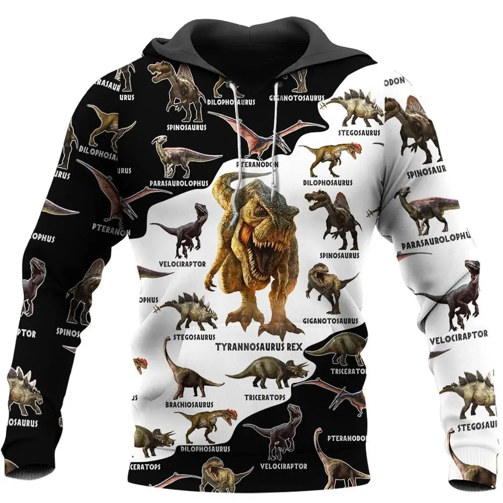 Patrón de dinosaurio 3D completamente estampado Sudadera con capucha para hombres/mujeres Harajuku moda Animal Sudadera con capucha chaqueta Casual pulóver KJ011 - imagen 4