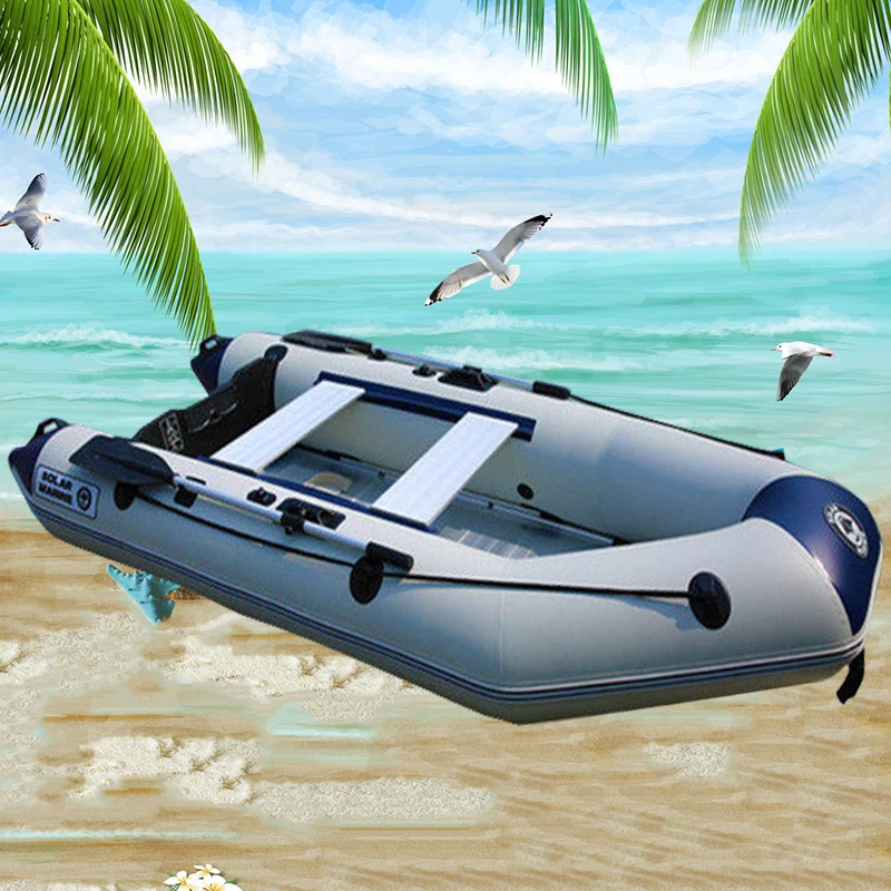 Solarmarine-Barco de asalto inflable para 4 personas, bote de aluminio engrosado de PVC, alta hermeticidad, 3M de longitud, plegable, Kayak de velocidad de rescate - imagen 3