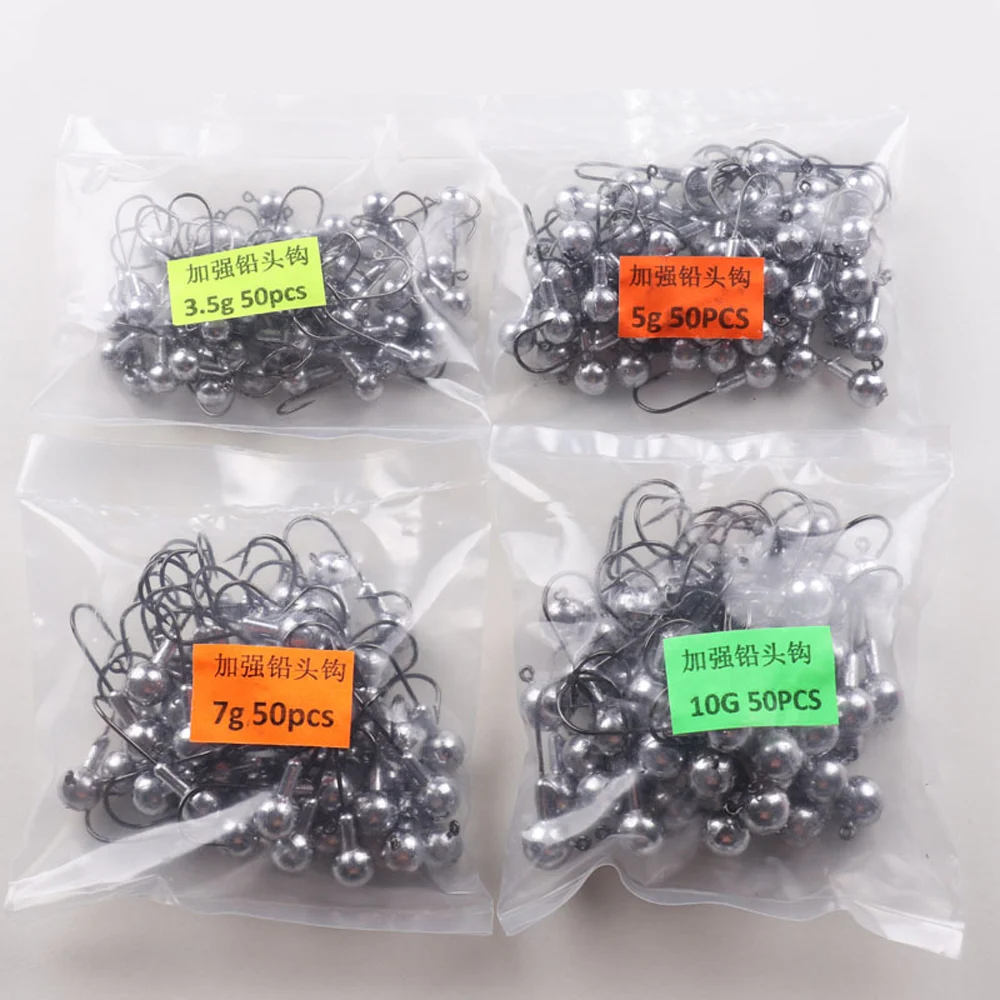 Anzuelo con cabeza plomada de acero al carbono de alta calidad, anzuelo con cabeza plomada de pesca de carpa con púas, 1G-10g, gancho individual para señuelo suave, aparejo de pesca de Lucio, 10 Uds. - imagen 2