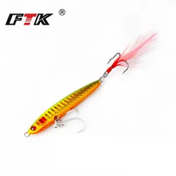 FTK 20g 30g 40g Señuelos de Pesca de Jigging de Metal 6,5 cm-8,5 cm cebo Artificial duro pesca en el mar Micro plantilla con anzuelo triple