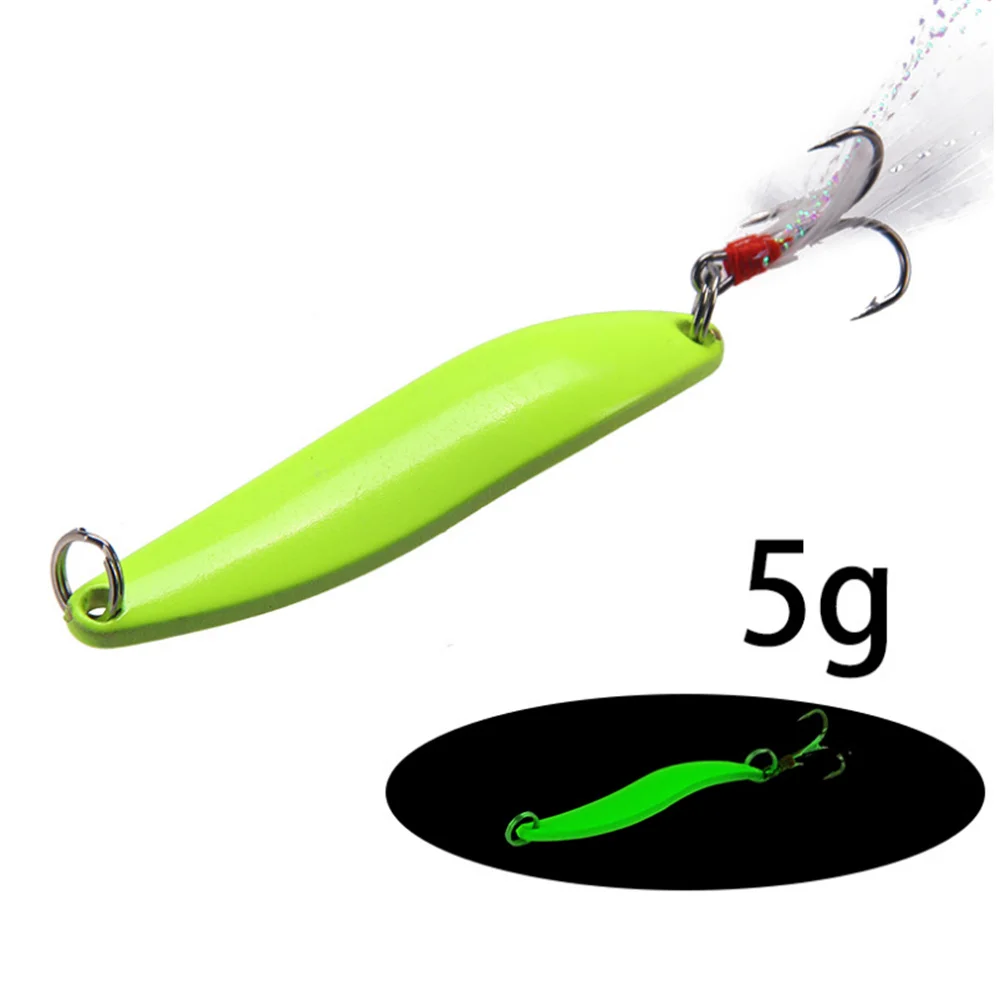 Señuelo de pesca de Metal luminoso, cebo duro de lentejuelas, pluma, anzuelos para curricán, trucha, cuchara giratoria, Lucio, 1 piezas, 5g, 7g, 10g, 13g - imagen 4