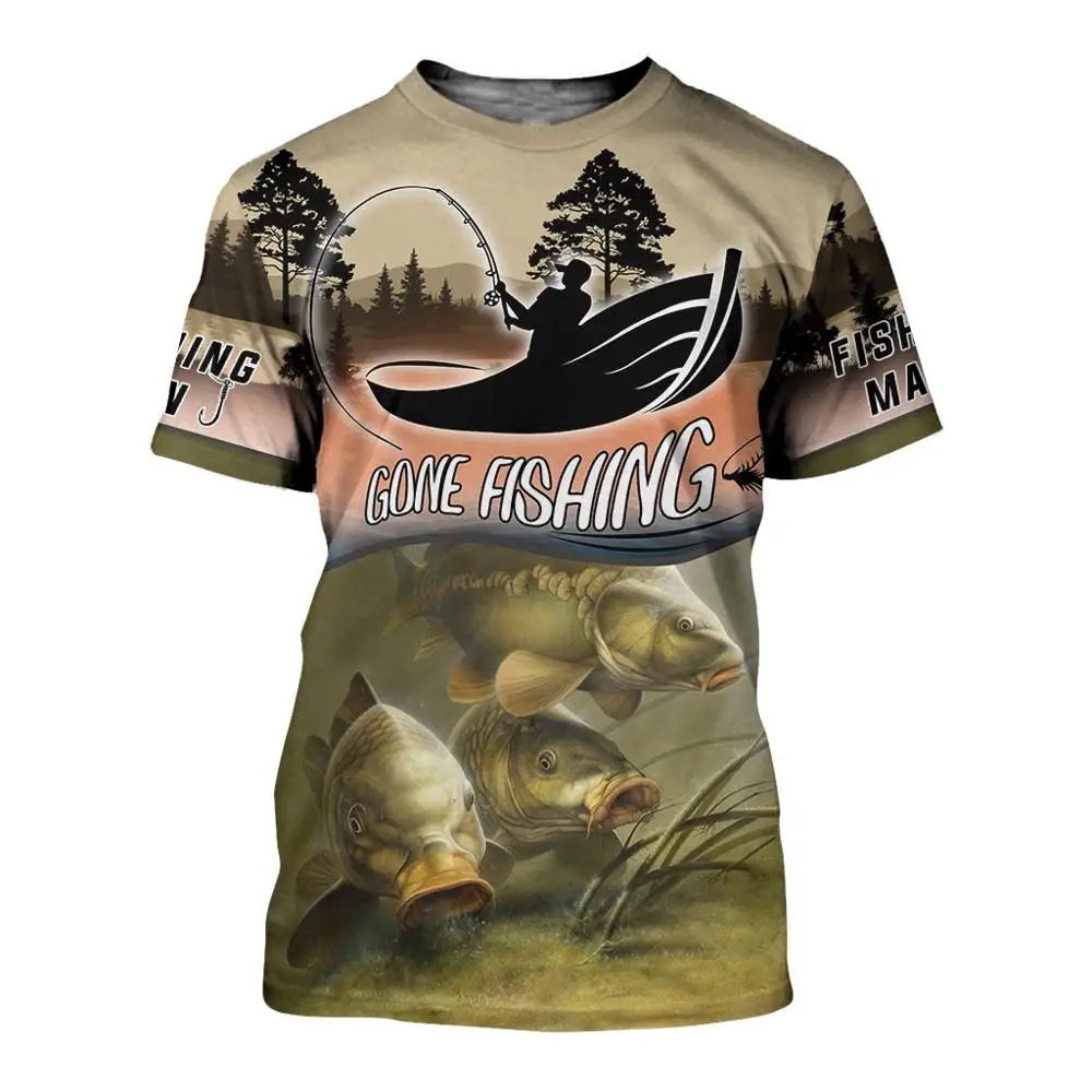 Camiseta de moda de verano 2025 para hombre, camisetas con estampado 3D de ciervos y osos para pesca de carpa/caza, camiseta Harajuku Unisex, camisetas informales - imagen 5