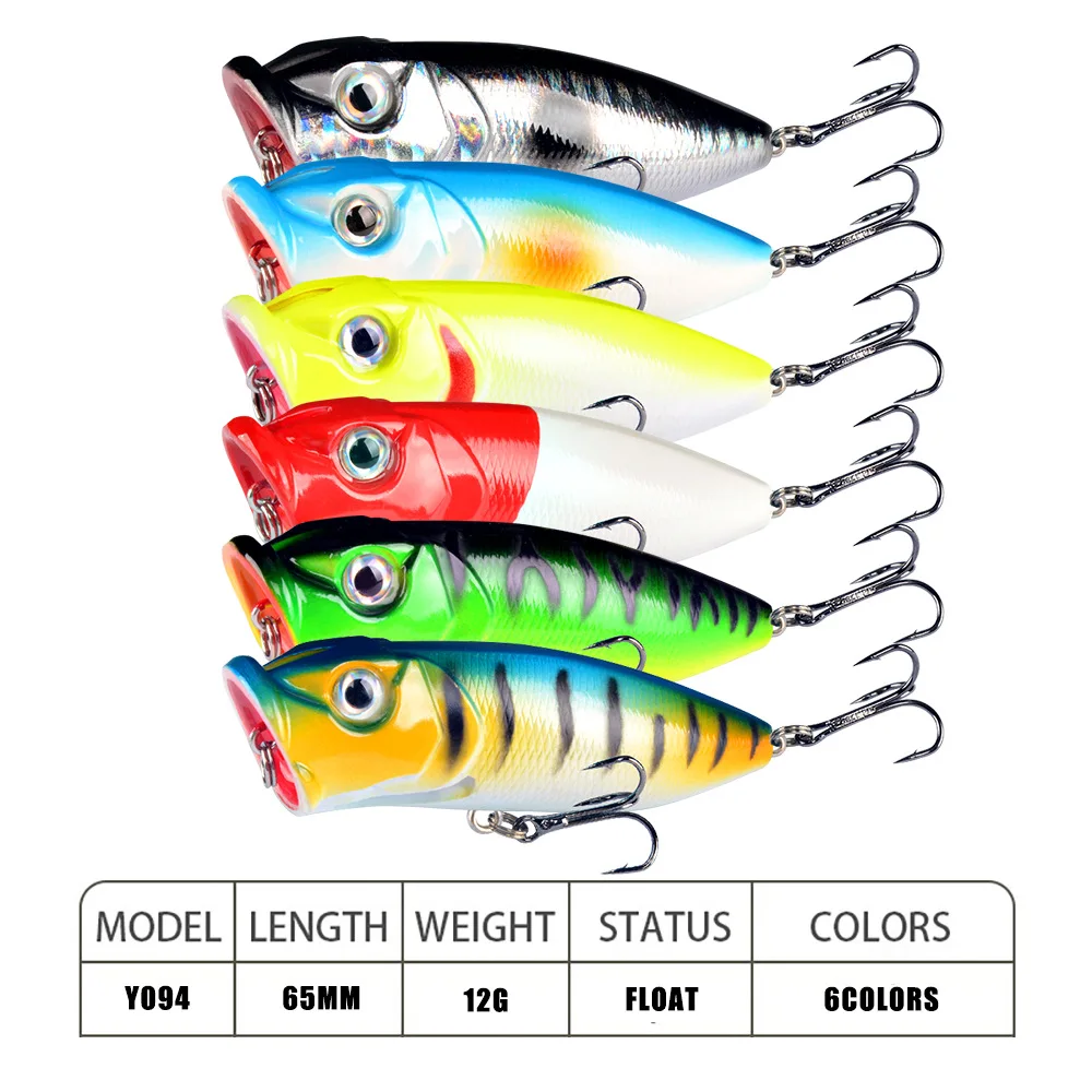 Señuelos de Pesca de 6,5 cm/12g, 1 piezas, cebo duro de 5 colores, Wobblers artificiales, aparejos de pesca de plástico con ganchos 6 # - imagen 2