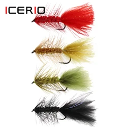ICERIO-SEÑUELOS DE Mosca de pesca, anzuelo de atado de moscas de agua salada, trucha, trucha, 6 unidades