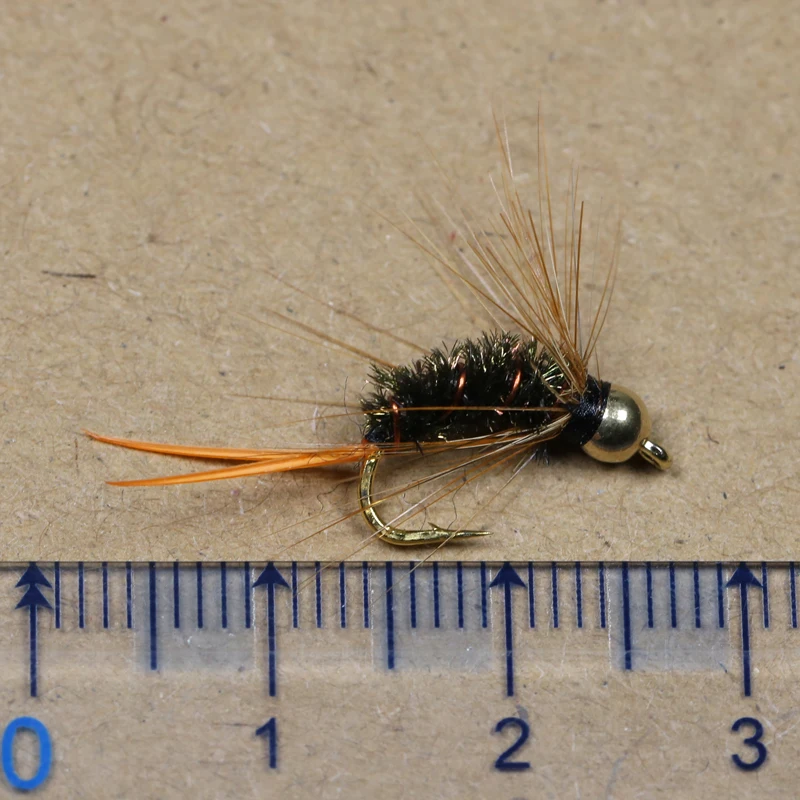 ICERIO 8 piezas #12 cabeza de cuentas de latón Hackle Pavo Real Nymph Psycho Prince Nymph trucha mosca pesca señuelos