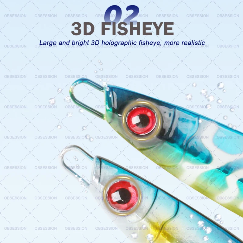 OBSESSION-señuelo de pesca de hundimiento lento, cebo de pesca de lubina de agua salada, anzuelo de Jigging rápido, Swimbait, aparejos de lanzamiento lento, 160g, 200g - imagen 4