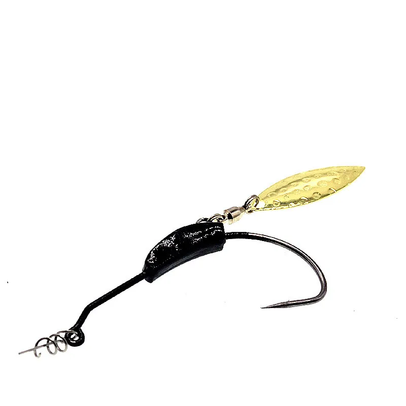 Anzuelo de señuelo de gusano suave para pesca, 2g, 4g, 7g, peso de plomo, anzuelos con cabeza de anzuelo con cucharas de rotación, Spinner, anillos de rodamiento de cebo Buzz - imagen 3