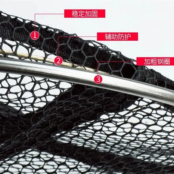 Red de pesca plegable de 2M/2,5 M/3M/4M, trampa de 25cm -45cm, Red de inmersión, jaula de almacenamiento, cesta viva, malla, anillos dobles de acero inoxidable - imagen 5