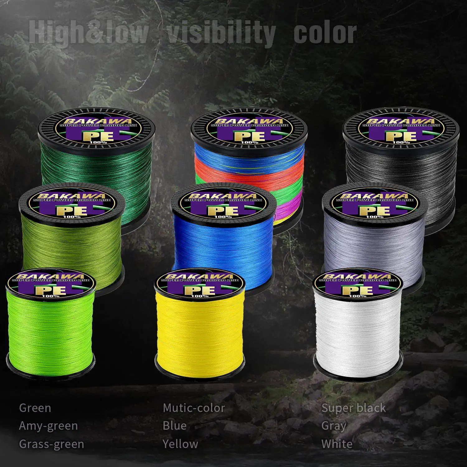 ¡Descubre los colores vibrantes de la línea de pesca Bakaawa PE para su próxima aventura!