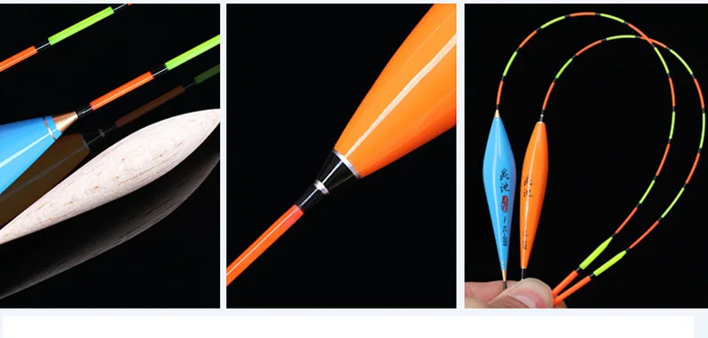 12 tapones de pesca de madera Balsa flotador 1 #   2 #   3 #   Accesorios para herramientas de aparejos de pesca Bobbers con caja de madera de Paulownia B347 - imagen 5