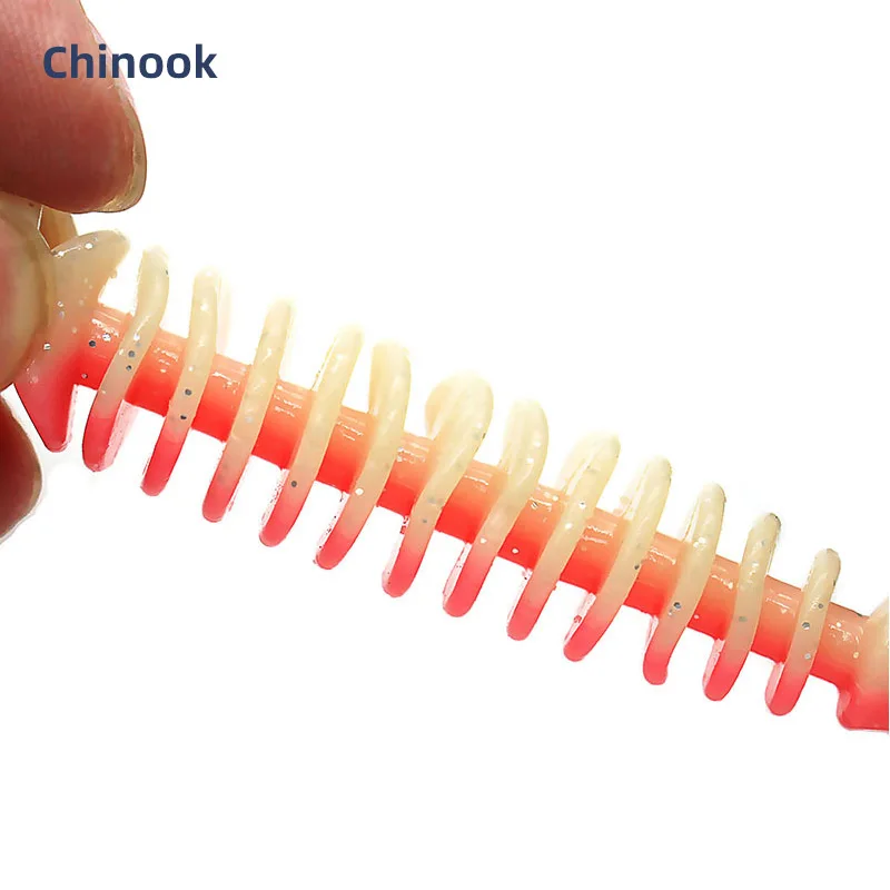 Chinook Split Tail Paddle Tail Swimbait Señuelo de cebo suave - Cebo fino de silicona Cangrejo Wobblers Verme para pescar - imagen 4