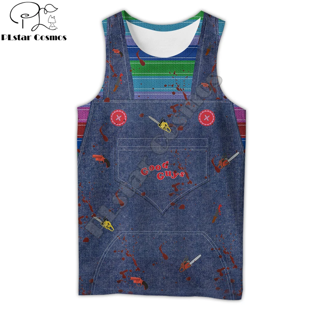 Chucky-Chaleco con estampado 3D de calavera para hombre, camiseta sin mangas de moda, ropa de calle de verano, camiseta sin mangas Unisex, BX028