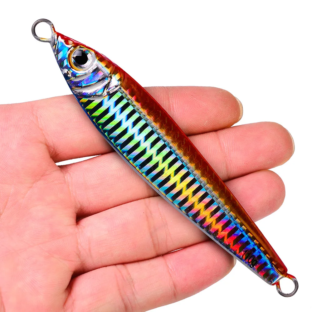 Señuelo de pesca de plantilla de Metal, peso de 60G-100G, cebo duro para arrastre, aparejos de pesca de lubina, trucha, Jigging, señuelos de agua salada, 1 unidad - imagen 5