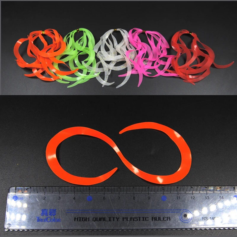 30 Uds. De cierres de falda de señuelo de silicona luminosos de varios colores, Spinnerbait integrado, Jig de goma Buzzbait, Material de señuelos - imagen 3