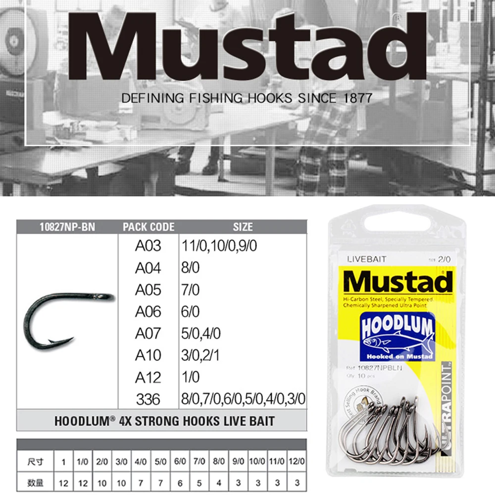Mustad 10827np 4X anzuelos de Pesca fuertes en el océano profundo Pesca cebo vivo tablero de hierro con púas anzuelo Jigbait garra Anzol # 1/0-12/0 gancho - imagen 5