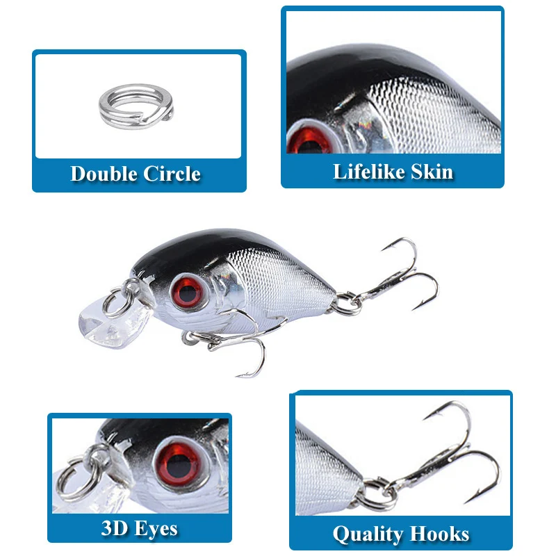 Crankbait-señuelo de Pesca de 5,5 Cm, 7,1g, Minnow duro, Wobbler, manivela gruesa, aparejos de Pesca Isca, cebo Artificial