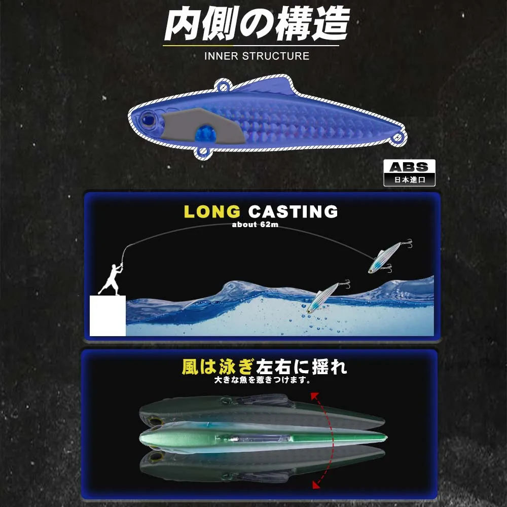 D1 Sinking VIB Winter Ice Fishing Lure Rattlin Vibration 85mm 21g Hard Bait Wobblers Long Casting for Bass Pike Fishing Tackle - imagen 4