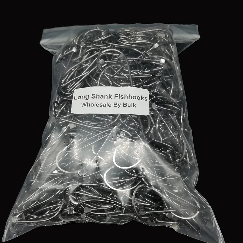 Venta al por mayor, anzuelo a granel, cabeza plana con púas, anzuelo de Pesca de caña larga, accesorios de aparejos de Pesca de carpa de acero rico en carbono