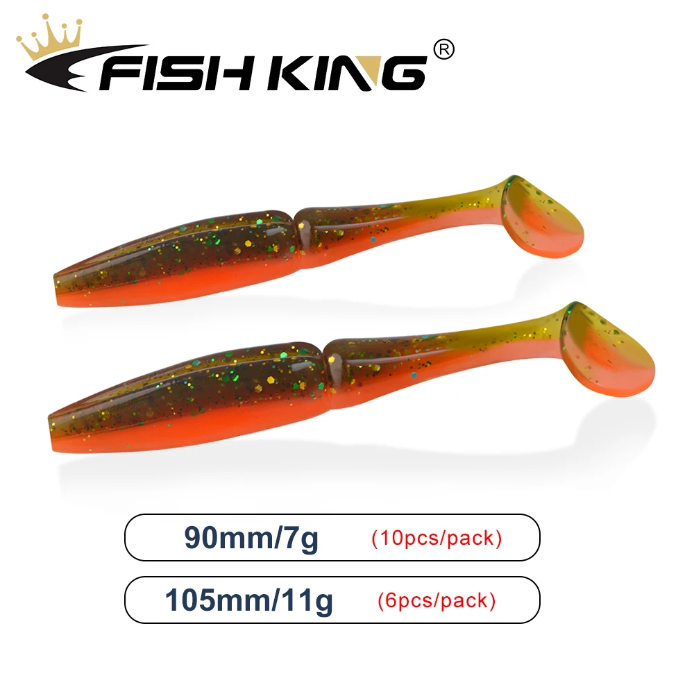 FISH KING-señuelo de pesca One Up Shad, cebos blandos de 90mm y 105mm, Wobbler de pesca de silicona, cebo de lubina, aparejos de pesca artificiales, señuelo suave - imagen 3
