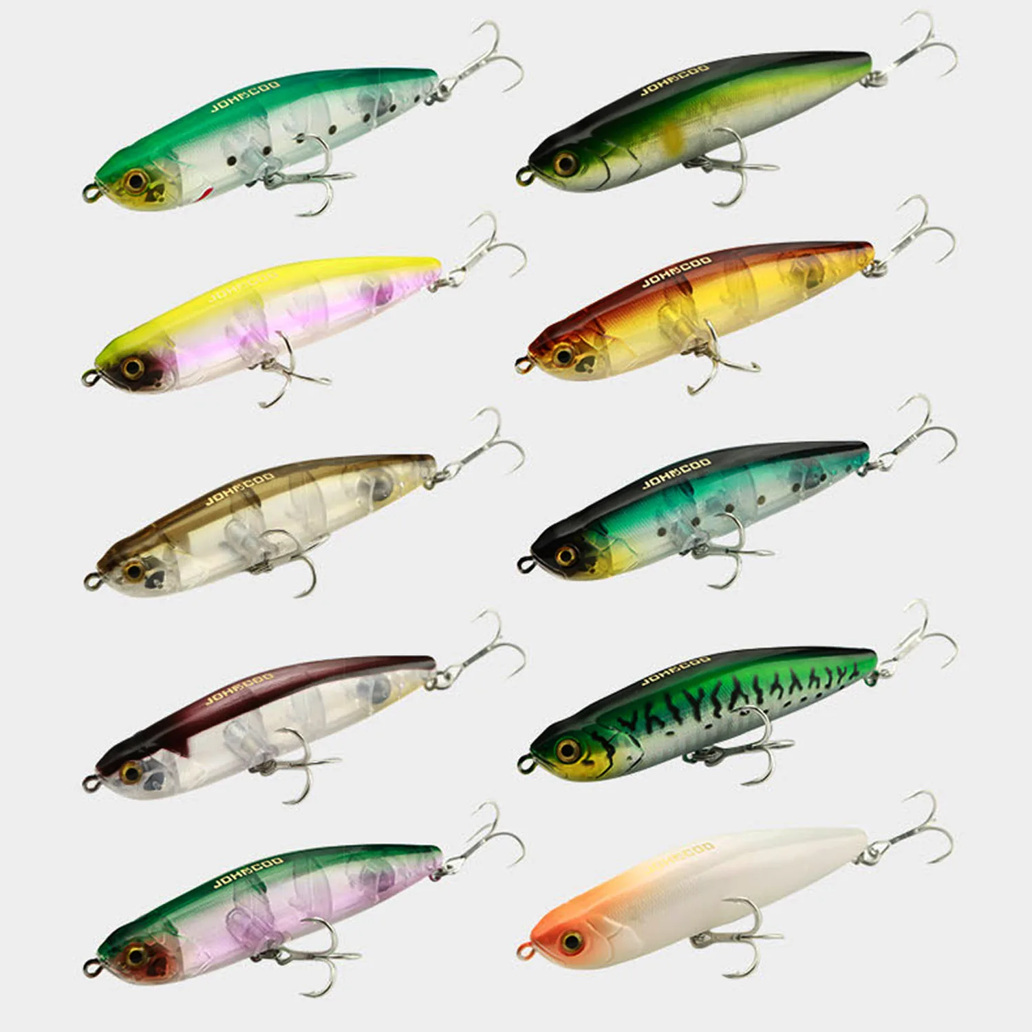 JOHNCOO-Señuelos de Pesca de lápiz Topwater Wobblers 100mm 18g Surface Walk The Dog Bass Pike Sparrow, cebo duro WTD Popper - imagen 3