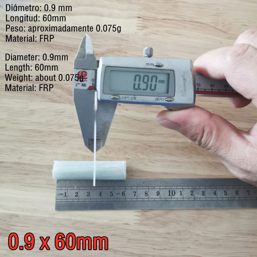 Varilla de fibra de vidrio para anzuelo de calamar, accesorios para cebo de pesca, palo de plantilla de fibra de vidrio, 60mm, 500/0,7/0,9. 1/1.3/1.6/1. 6, 8/2 Uds. - imagen 3