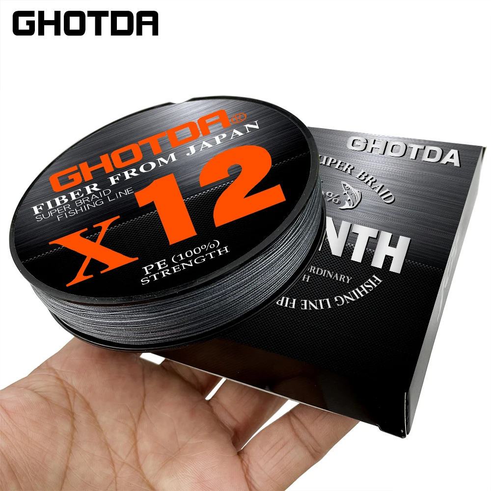 GHOTDA-sedal de pesca trenzado de Pe, 300m, 500m, 100m, 12X, multifilamento fuerte - imagen 3