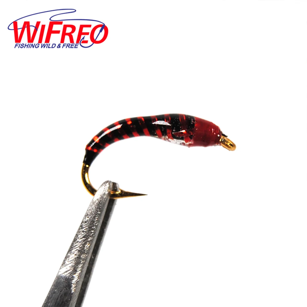 Wifreo 12 Uds. Moscas de ninfa epoxi Midge Hegene Buzzers cebo de pesca de trucha señuelos artificiales tamaño 14 gancho - imagen 5
