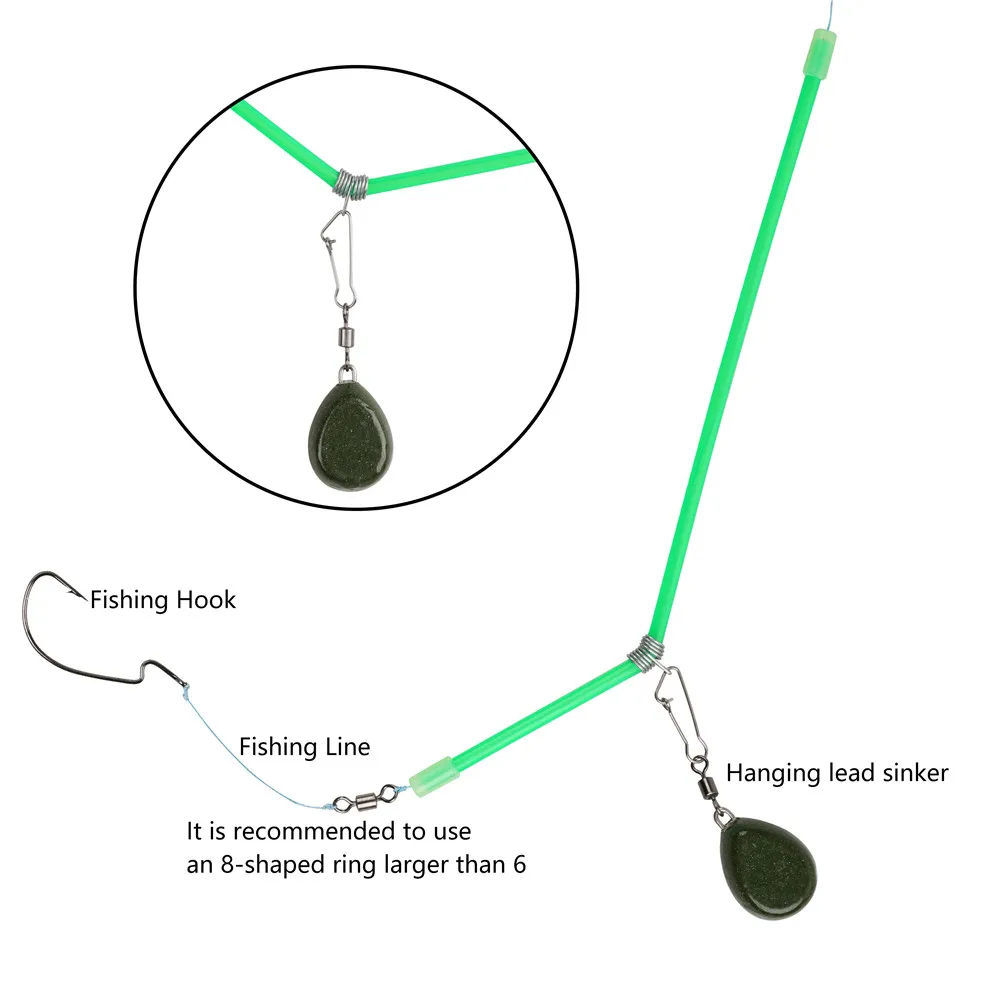 Anzuelos luminosos giratorios de 3 vías con sinker, 10 piezas, anzuelos de pesca a presión, plantilla de equilibrio, aparejo de conector de pesca de línea cruzada de fundición de agua salada - imagen 4