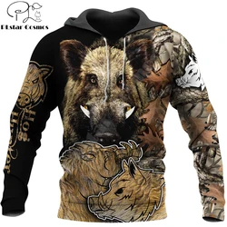 Sudadera pesca con capucha 3D amor jabalí caza unisex para hombre