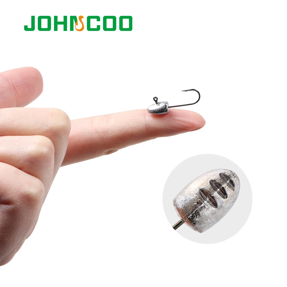 JOHNCOO 10pcs Soft Worm Lures Jig Hooks 2g 3g 5g 7g 10g Exposed Jig Head Barbed Single Fish hook Carp Fishing Accessories - imagen 2